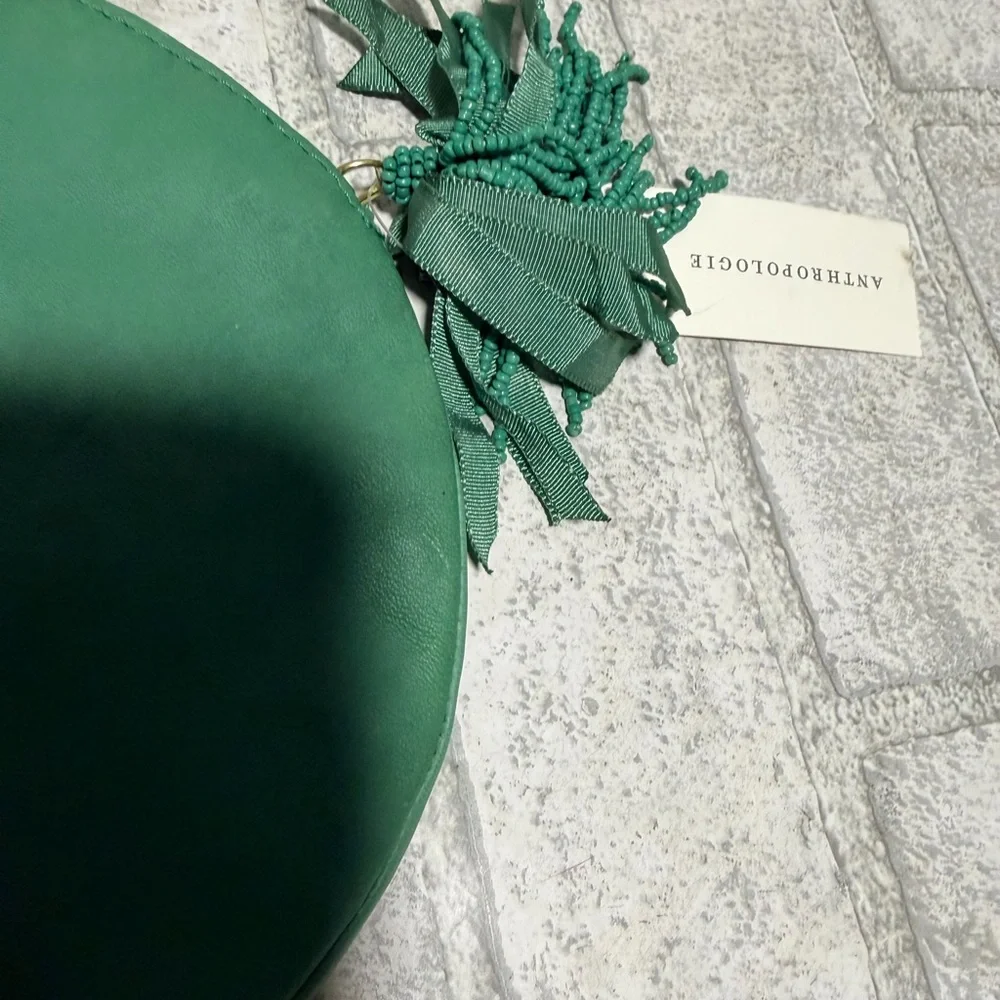 Anthropologie Green Floral Sequin Pouch B new - Picture 4 of 5